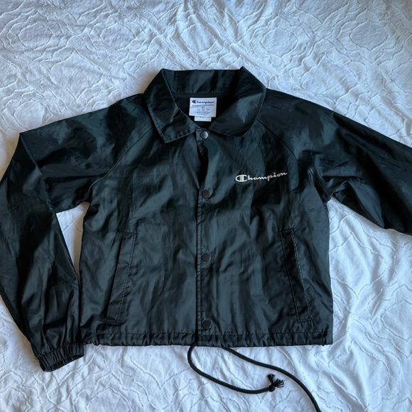 Champion Black Button Tie Waist WindBreaker Jacket - Picture 1 of 6